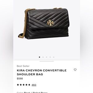 Black Tory Burch Kira Chevron Convertible Shoulder Bag